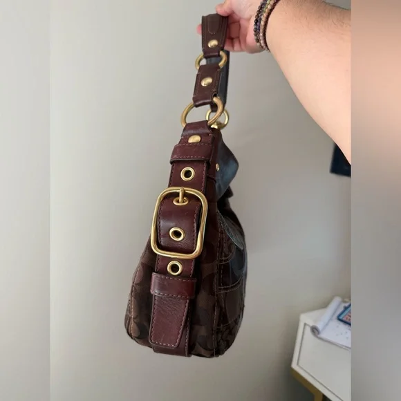 Coach Zoe Patchwork Leather Hobo Shoulder Bag in Brown Suede and Leather - Picture 3 of 12